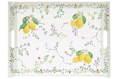 Поднос с ручками Цветы и лимоны, 52x37 см, 62874