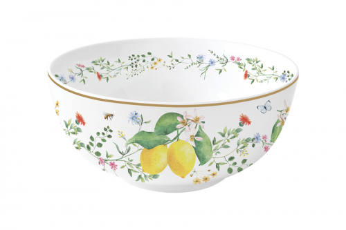 Салатник, 15х8 см, 600 мл, фарфор P, белый, Цветы и лимоны, Fleurs et Citrons, 62848