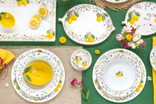Салатник, 15х8 см, 600 мл, фарфор P, белый, Цветы и лимоны, Fleurs et Citrons, 62848