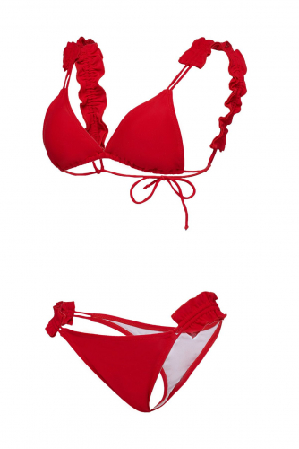 Купальник раздельный на завязках купальник с уплотненным лифом женский красный купальник 