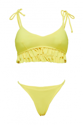Купальник раздельный желтый с плавками бразилиана женский открытый купальник 