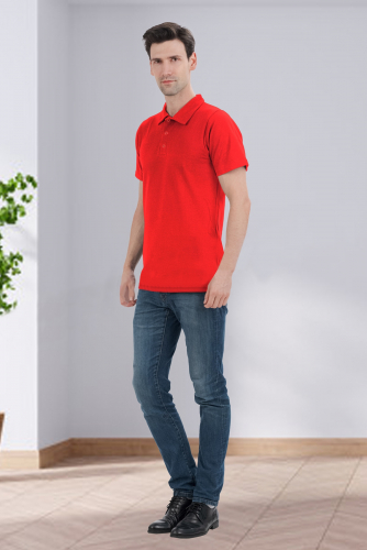 Рубашка-поло цветная мужская (короткий рукав, красный) №УФР-ТР-0506-5