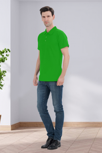 Рубашка-поло цветная мужская (короткий рукав, зеленый) №УФР-ТР-0506-3