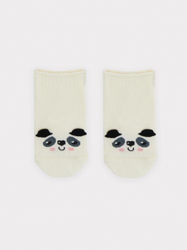 Носки детские молочно-белые с рисунком в виде мордочки медведя и 3D ушками