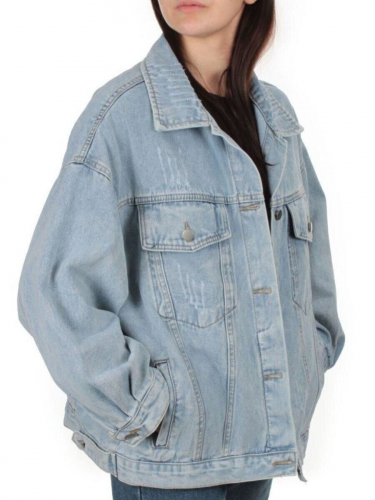 8812-1 LT. BLUE Куртка джинсовая женская оверсайз размер 46-54