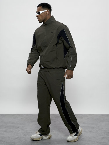 Спортивный костюм мужской плащевой цвета хаки 1508Kh