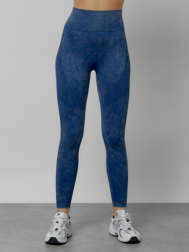 Легинсы для фитнеса женские синего цвета 1002S