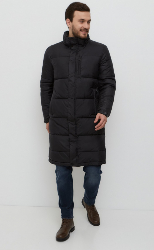 Куртка мужская удлинённая с капюшоном F021-13-04 чёрная