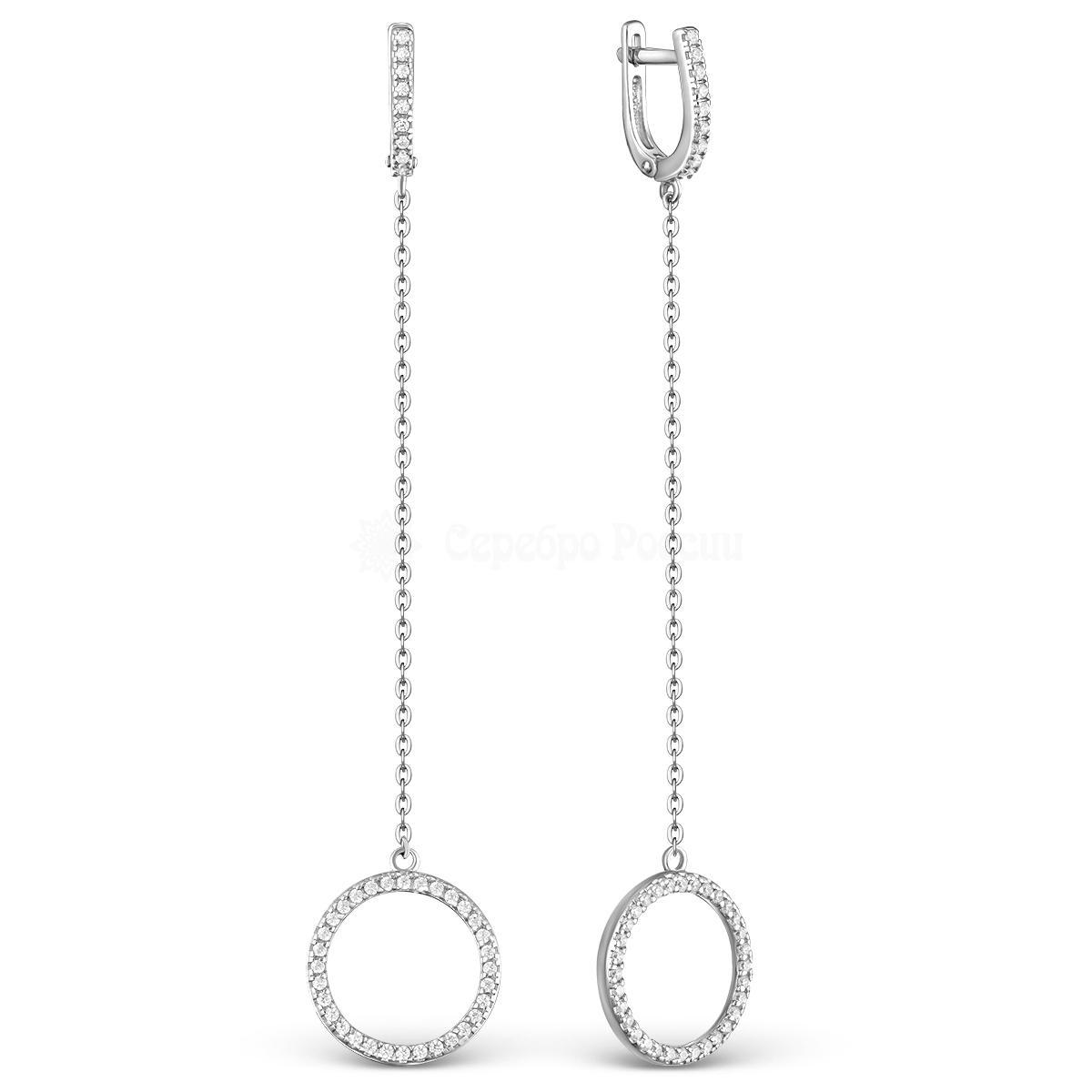 Серьги из серебра с фианитами родированные 925 пробы 120020_001