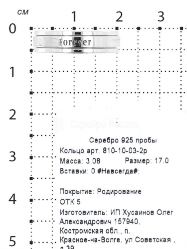 Кольцо с крутящимся элементом из серебра родированное - Forever (Навсегда) 925 пробы 810-10-03-2р