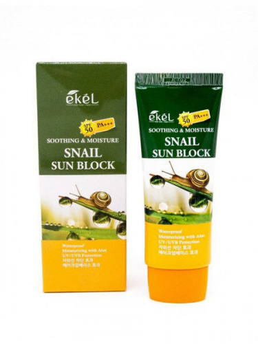[EKEL] Крем солнцезащитный увлажняющий МУЦИН УЛИТКИ Soothing & Moisture Snail Sun Block, 70 мл.
