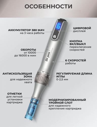 [DR.PEN] Аппарат для лица, тела, кожи головы ДЕРМАПЕН M8s профессиональный домашний гаджет, 1 шт