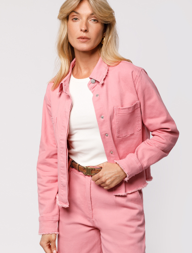 Куртка-рубашка из эластичного денима D59.008 розовое облако