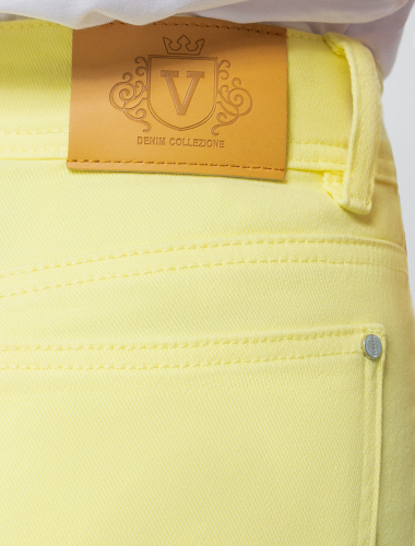 Укороченные прямые джинсы из супер-эластичного денима D54.059 лимонный желтый