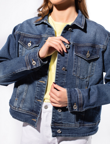 Ст.цена 2690р Куртка джинсовая укороченная D51.021 синий-стирка