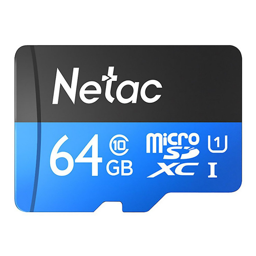 Карта флэш-памяти MicroSD 64 Гб Netac P500 Standard UHS-I (90 Mb/s) без адаптера (Class 1class 10)