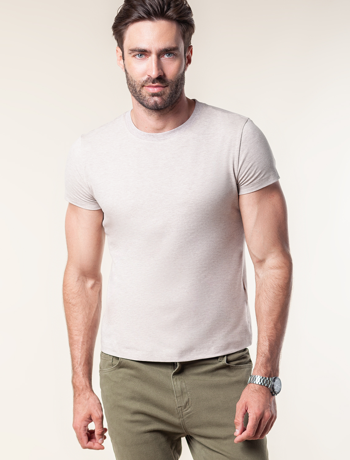 Футболка slim fit из премиального хлопка с эффектом меланж