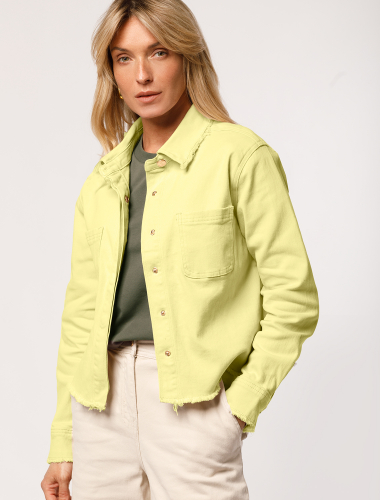 Куртка-рубашка из эластичного денима D59.008 лимонный желтый