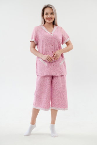 Пижама женская из кулирки Ворожея розовый макси