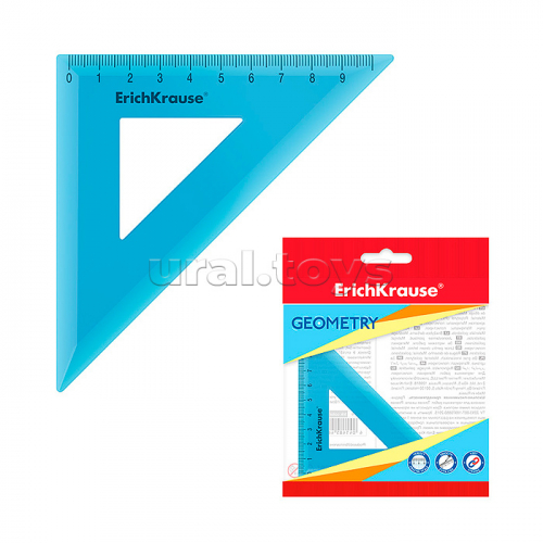 Угольник пластиковый Standard, 45°/9см, голубой, во флоупаке