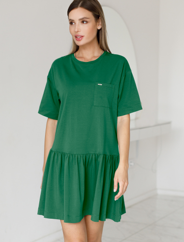 Платье из премиального хлопка с эластаном D42.107 зеленый