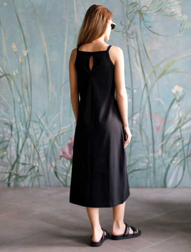 Платье с двуслойной зоной бра из премиального хлопка D42.222 черный