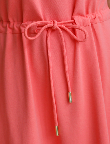 Платье с цельнокроеным рукавом из премиального хлопка D42.109 розовый коралл