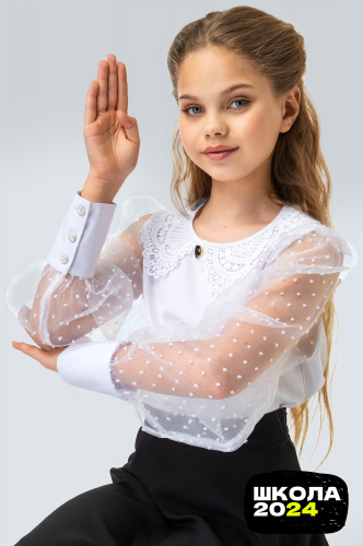 Нарядная блузка для девочки с длинным рукавом