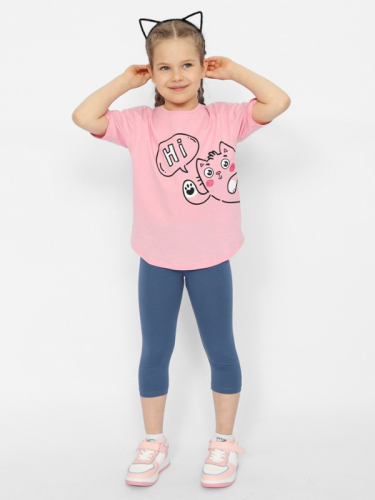 CSKG 90214-27 Комплект для девочки (футболка, бриджи),розовый