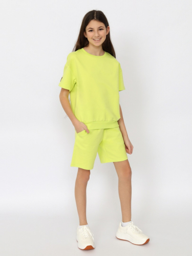 CSJG 90240-36-394 Комплект для девочки (футболка, шорты),лайм