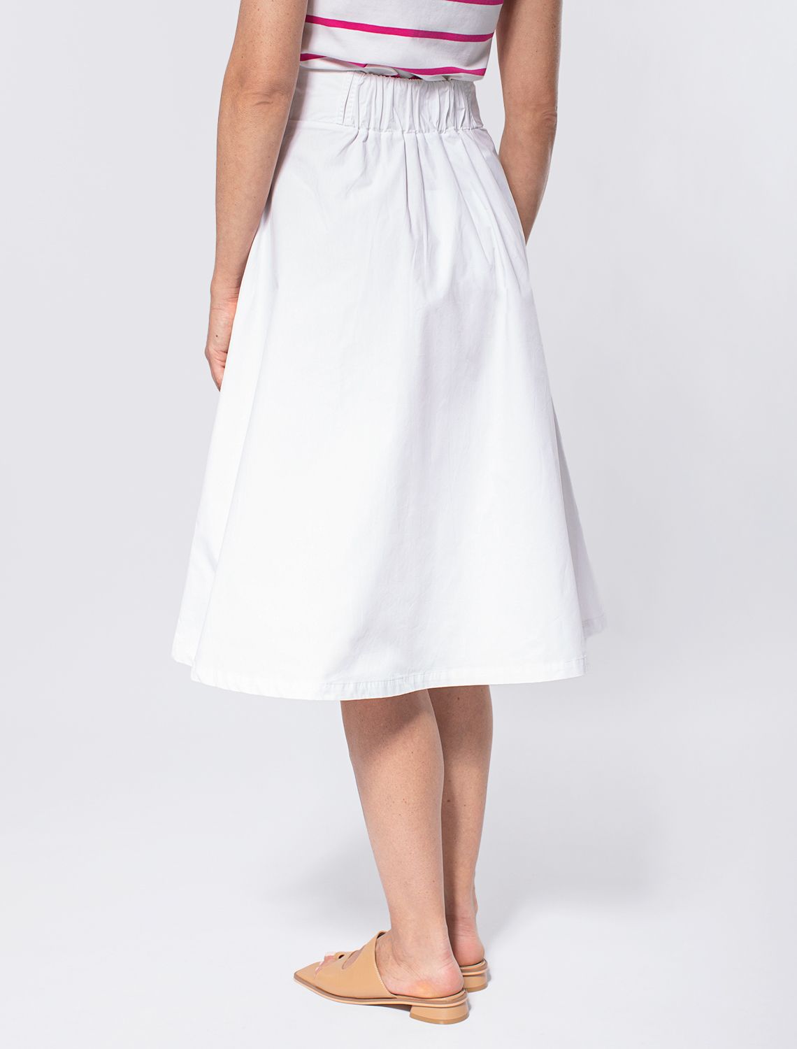 Юбка на широкой резинке с карманами из плотного поплина D26.178 белый