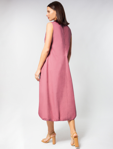 Платье-баллон на кулиске внизу из плотного поплина D22.200 темно-дымчатый розовый