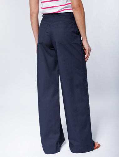 Широкие прямые брюки из плотного поплина D24.204 темно-синий