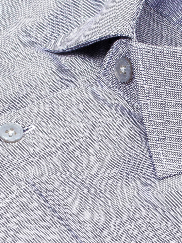 Синяя приталенная мужская рубашка Poggino 7017-46 в клетку с длинными рукавами