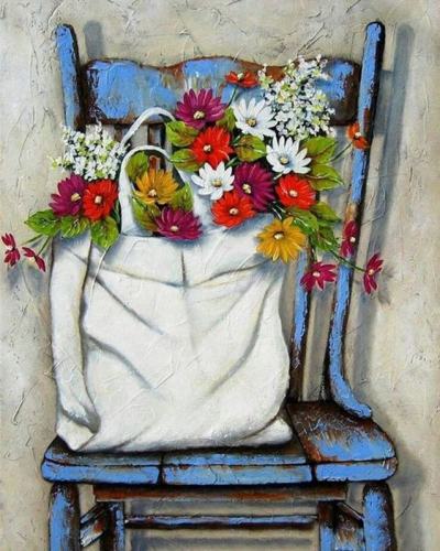 Картина по номерам 40х50 Сумка с цветами