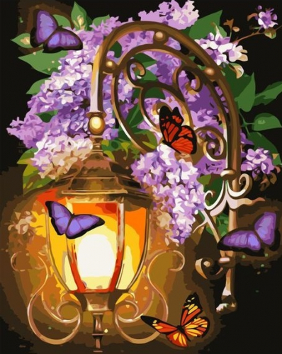 Картины по номерам Бабочки у фонаря