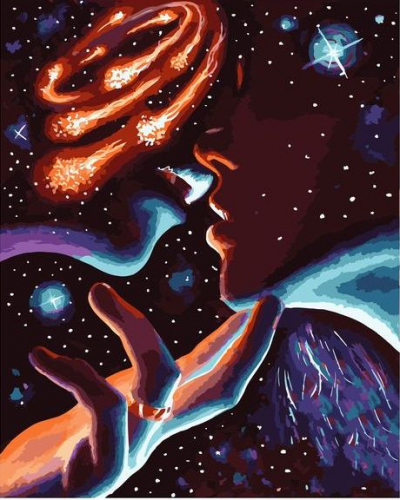 Картина по номерам 40х50 Космический поцелуй