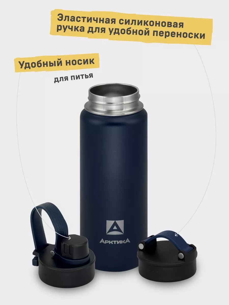 708-530S термос бутылка синяя текстурная