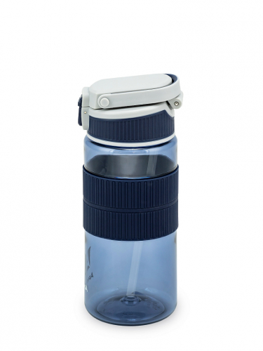       722-550 Бутылка тритановая 550 мл, синяя, с манжетом и питьевой трубочкой