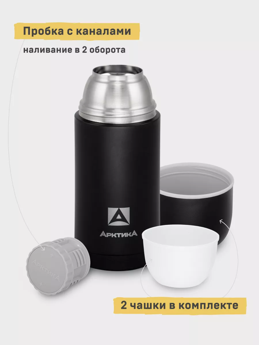 105-750 термос для напитков черный текстурный