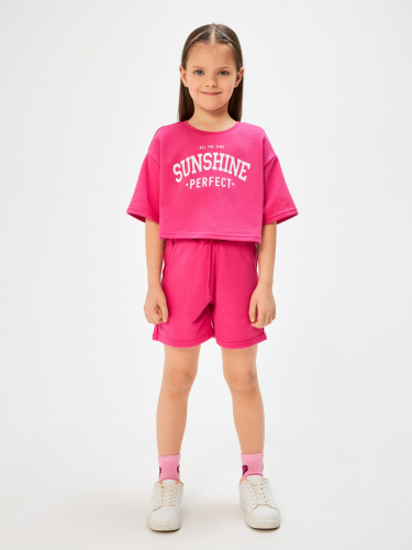 Комплект детский для девочек ((1)футболка и (2)шорты) Purim1 фуксия