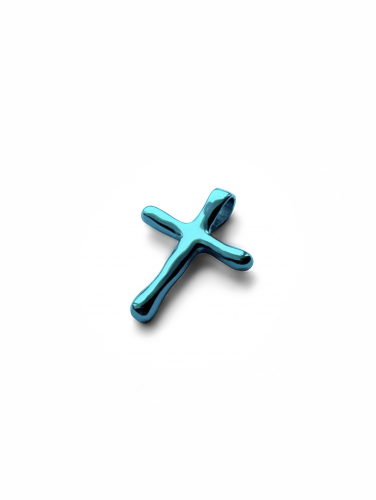 Серебряная подвеска крестик «Слияние» blue