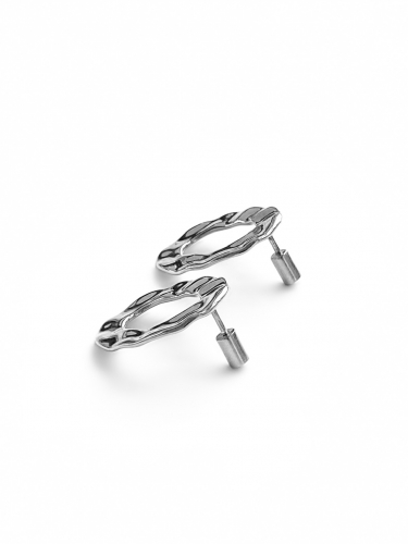 Серебряные серьги-кольца «Слияние» мини