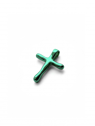 Серебряная подвеска крестик «Слияние» green
