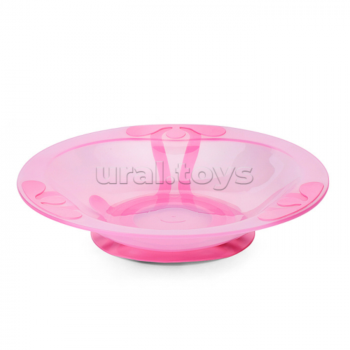 Тарелка детская для вторых блюд на присосе 400мл (розовый)