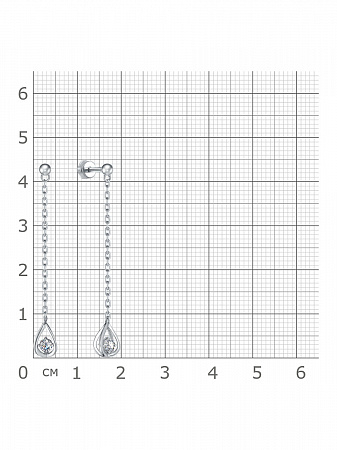 12-1584 Серьги с фианитом родированные серебро 925*