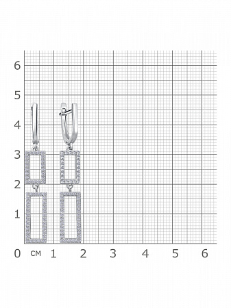 11-1060 Серьги с фианитом родированные серебро 925*