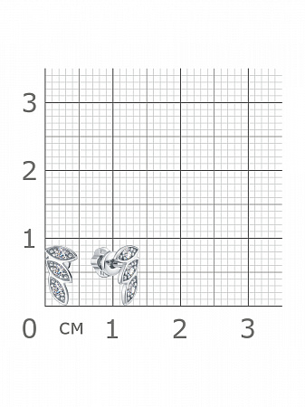12-1557 Серьги с фианитом родированные серебро 925*