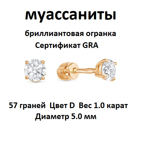 42-0004.1620 Серьги с муассанитом позолоченные серебро 925*