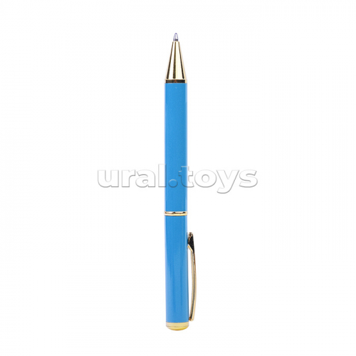 Ручка шариковая с поворотным механизмом TOP BL, синяя, пулевидный пиш.узел 1,0 мм, корпус металлический, сменный стержень 99 мм, подарочная упаковка